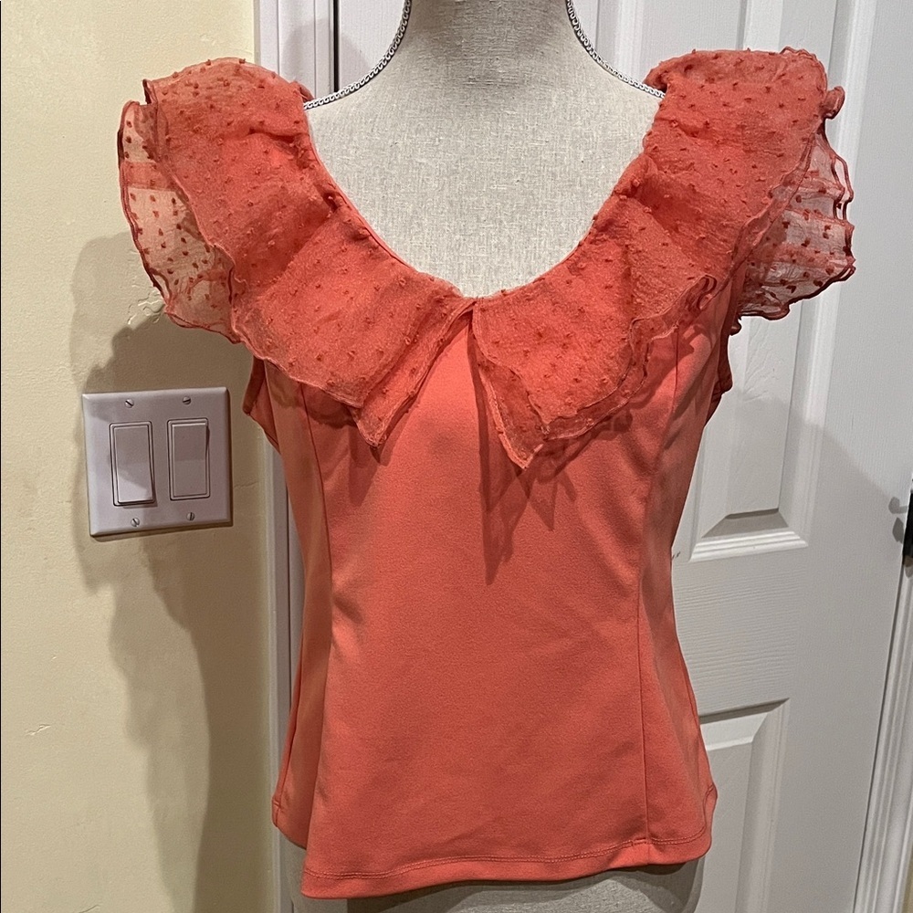 Marc New York Salmon Ruffle Blouse